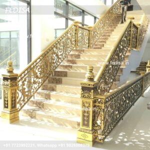 Luxury Brass Stair Railing With Designer Style Main Gate Design Railing