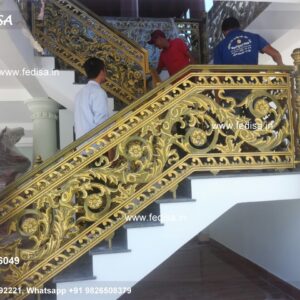 Designer Brass Handrail For Premium Staircases Square Bar Balcony Design