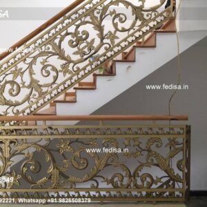 Decorative Brass Stair Railing With Elegant Finish Lokhandi Railing Design