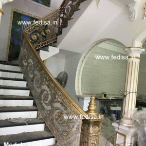 Elegant Brass Balcony Railing For Designer Interiors Plaster Design Railing