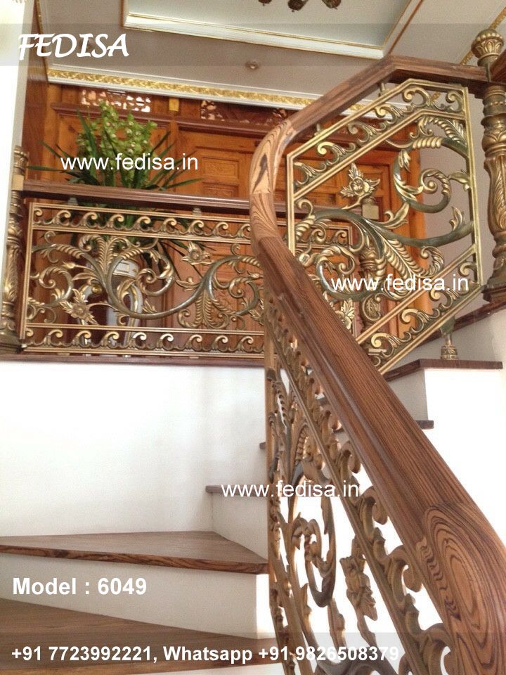 Designer Brass Balcony Railing With Unique Finish Stainless Steel With Glass Handrail Design