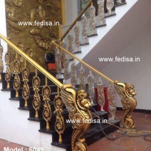 Luxury Brass Balcony Railing With Artistic Detailing Design For Roof Railing