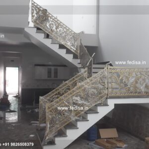 Modern Brass Railing Design With Stylish Finish Beautiful Staircase Railings