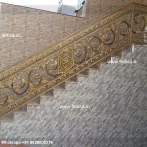 Elegant Brass Handrail Design For Interiors Chhat Ka Steel Railing Design