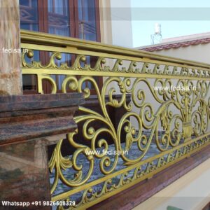 Brass Stair Railing Design With Premium Finish House Boundary Railing Design
