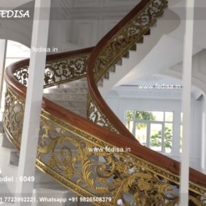 Luxury Brass Handrail For Grand Staircases Wrought Iron Terrace Railings