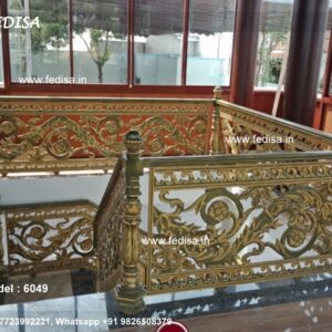 Decorative Brass Handrail With Artistic Detailing Ss Gate Railing