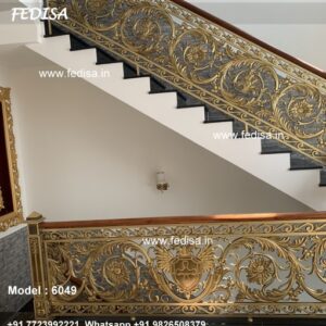Elegant Brass Railing Design With Artistic Finish Laser Cutting Staircase Designs