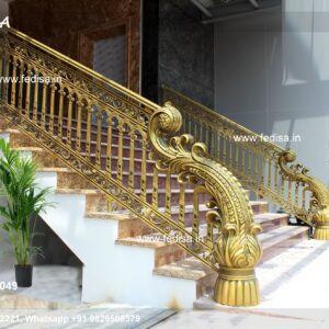 Elegant Brass Balcony Railing With Classic Design Stainless Terrace Grill Design