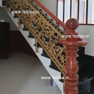 Designer Brass Staircase Handrail For Homes Railings Design With Glass