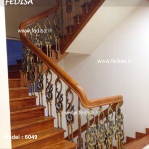Stylish Brass Stair Railing With Artistic Touch Small House Railing Design