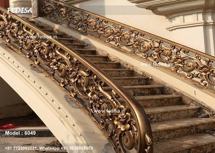 Stylish Brass Handrail Design For Modern Homes Boundary Wall Design With Railing