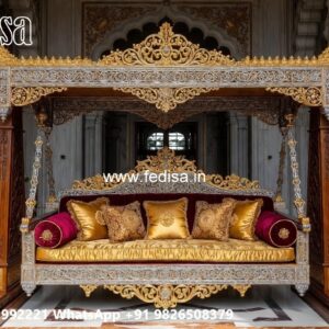 Artistic Wood Carving Swing Design with Floral Patterns No-8905