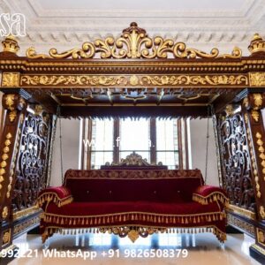 Elegant Wood Carving Swing Design with Royal Craftsmanship No-8938