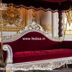 Elegant Wooden Swing Design with Brass Chain Decor No-9007