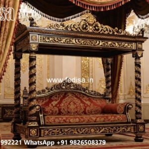 Wooden Swing Design with Artistic Floral Engraving No-9058