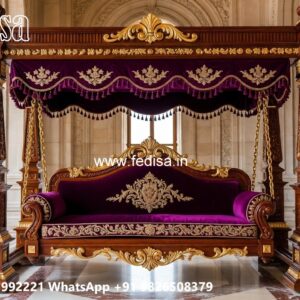Luxury Wooden Swing Design with Intricate Carving Work No-9373