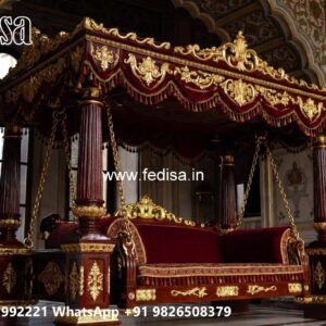 Royal Wood Carving Swing Design with Premium Upholstery No-9403