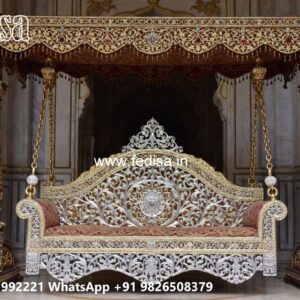 Wood Carving Swing Design with Floral Wooden Artwork No-9418