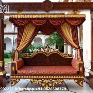Wooden Swing Design with Designer Carving Artwork No-9544