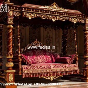 Wood Carving Swing Design with Decorative Hanging Chains No-9889