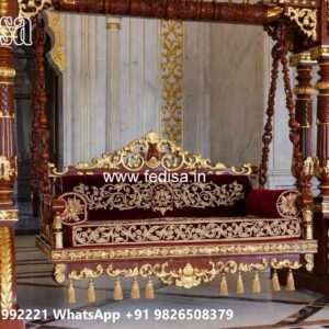 Elegant Wooden Swing Design for Family Relaxation Space No-10396