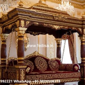 Artistic Wood Carving Swing Design for Sophisticated Decor No-10770