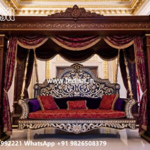 Artistic Wooden Swing Design with Detailed Carving Style No-11192