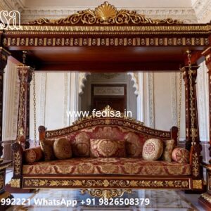 Elegant Wood Carving Swing Design with Royal Craftsmanship No-11638