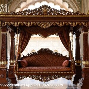 Luxury Wood Carving Swing Design for Relaxing Indoor Spaces No-11649
