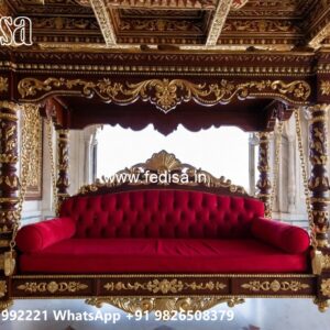 Elegant Wood Carving Swing Design with Decorative Cushions No-11673