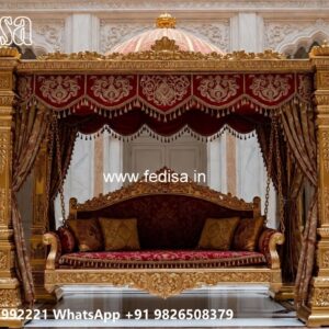 Handcrafted Wood Carving Swing Design with Rich Texture No-11676