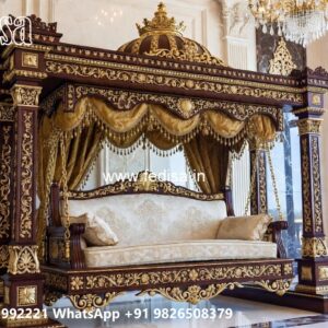 Luxury Wood Carving Swing Design for Indoor Home Decor No-12054