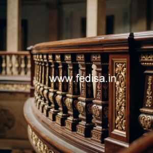 Brass Wood Handrail Design for Stairs No-0006