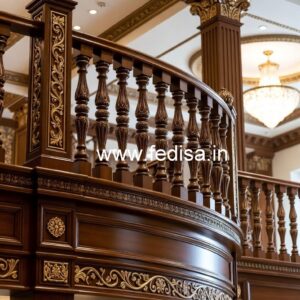Elegant Brass Wood Stair Handrails No-0017