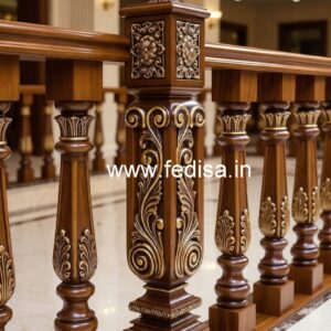 Luxury Wooden Railings with Brass Finish No-0019