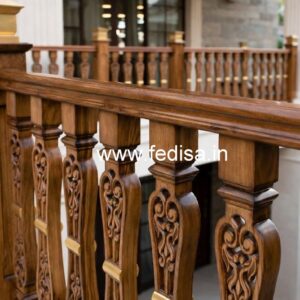 Modern Brass Wood Interior Railings No-0020