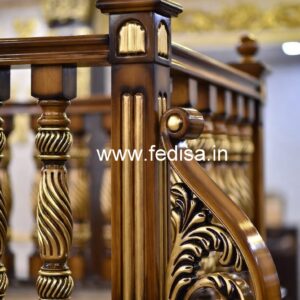 Decorative Brass and Wood Balcony Railings No-0022