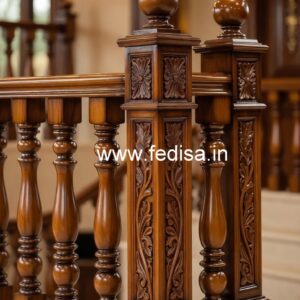 Modern Brass Wood Balcony Design No-0029
