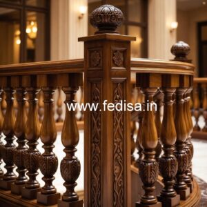 Brass Wood Stair Railings with LED Lights No-0030