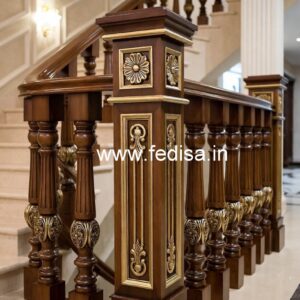 Elegant Brass Wood Balcony Handrails No-0034