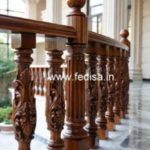 Modern Brass Wood Stair Fence Design No-0037