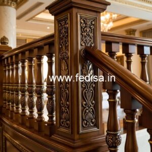 Beautiful Brass Wood Interior Railings No-0049