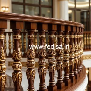 Brass Wood Staircase Design for Duplex Homes No-0061