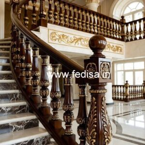 Stylish Brass Wood Balcony Safety Railings No-0069