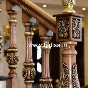 Decorative Brass Wood Balcony Handrails No-0089
