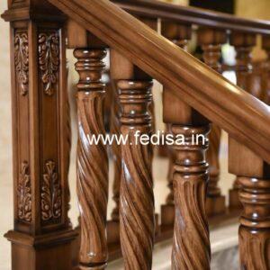 Modern Brass Wood Handrails for Duplex House No-0095