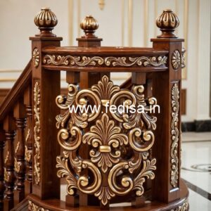 Elegant Brass Wood Railings for Contemporary Homes No-0096
