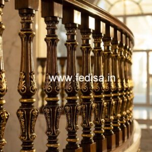 Brass Wood Staircase Design for Luxury Villas No-0101