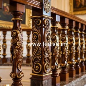 Luxury Brass Wood Balcony Design Trends No-0106